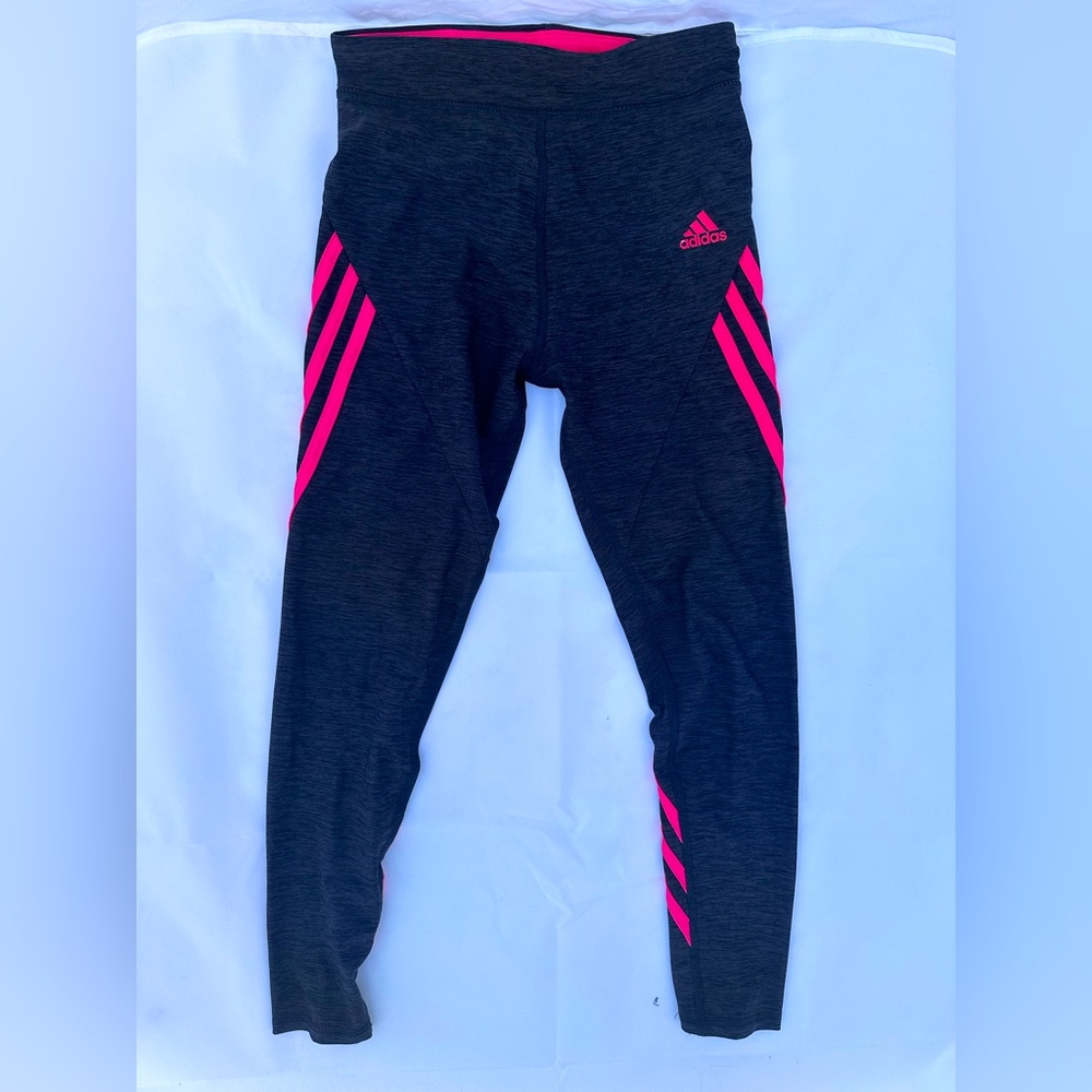 Kids Adidas Legging Dark Gray and Pink Medium 10/12
